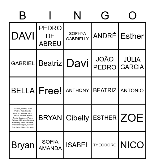 BINGO DA ETAPA IIA Bingo Card