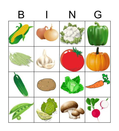 Vegetables Bingo Card