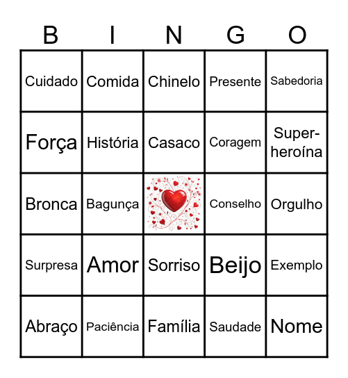 Dia das Mães Bingo Card