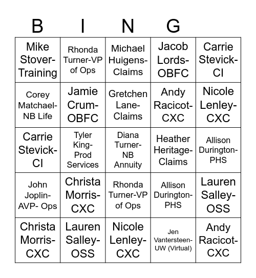 Manager Mingle Bingo! Bingo Card