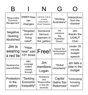 BUDGET BINGO! Bingo Card