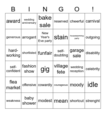 CA16 Bingo Card