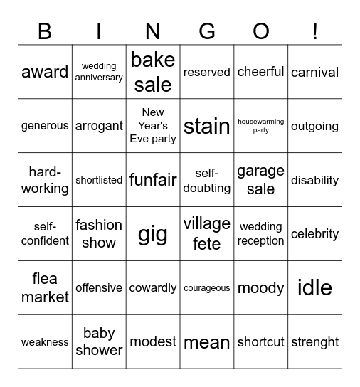 CA16 Bingo Card