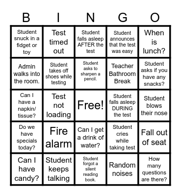 MCAS BINGO Card