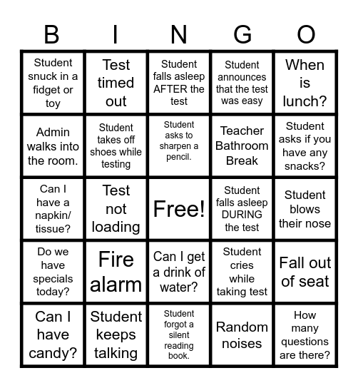 MCAS BINGO Card