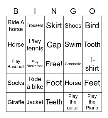 KB1 Bingo Card