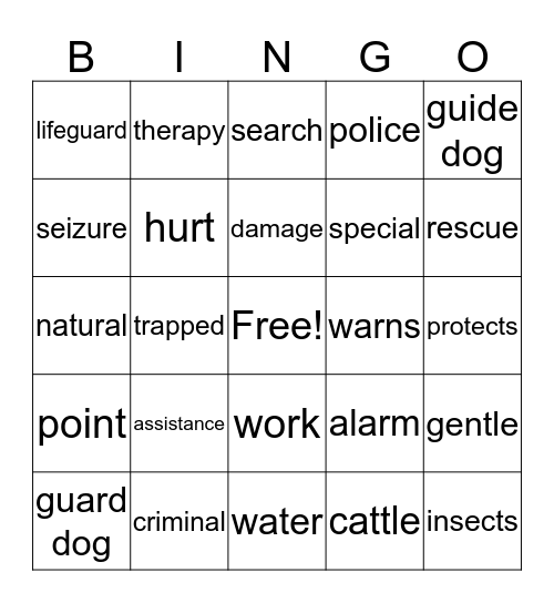 Dogs at Work Bingo Card