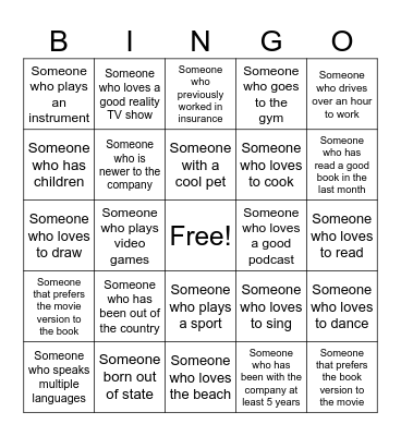 Get to Know Team Williams Bingo Card