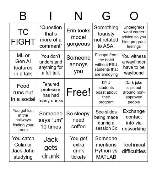 ASA Bingo Card