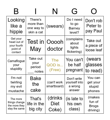 Gajewski Bingo Card