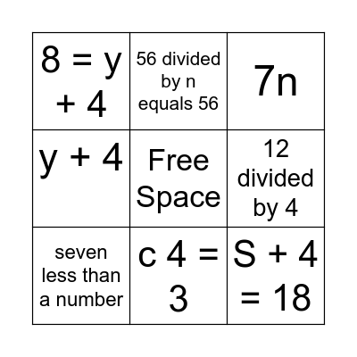 5th Math Review Bingo Card