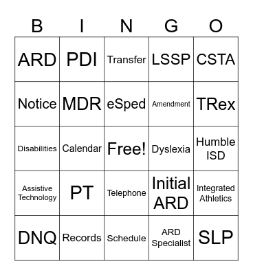 CSTA BINGO Card
