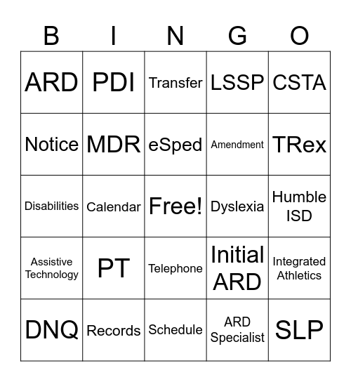 CSTA BINGO Card