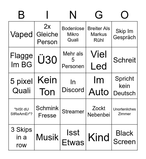 Ome Tv Bingo Card