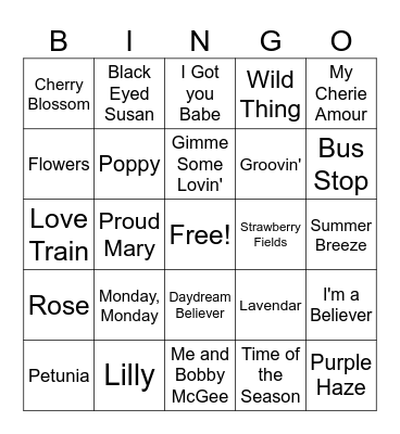 Flower Power Bingo Card