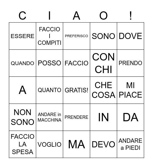 TOMBOLA Bingo Card