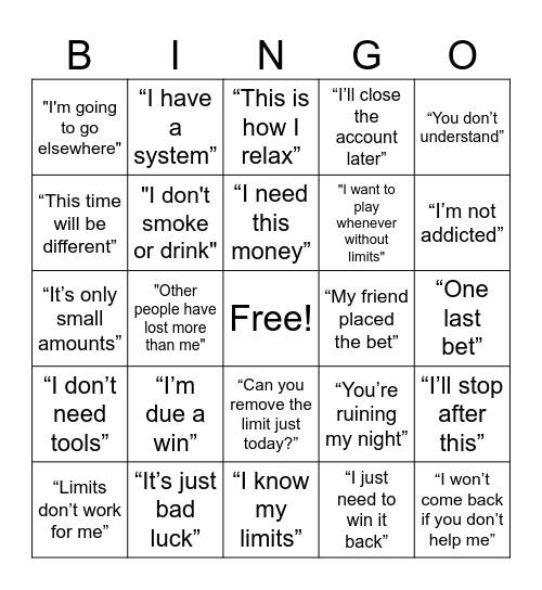 Interaction Bingo Card
