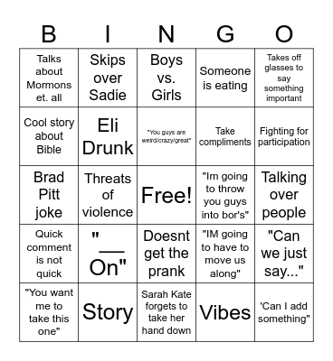 Dr. Samms bingo Card