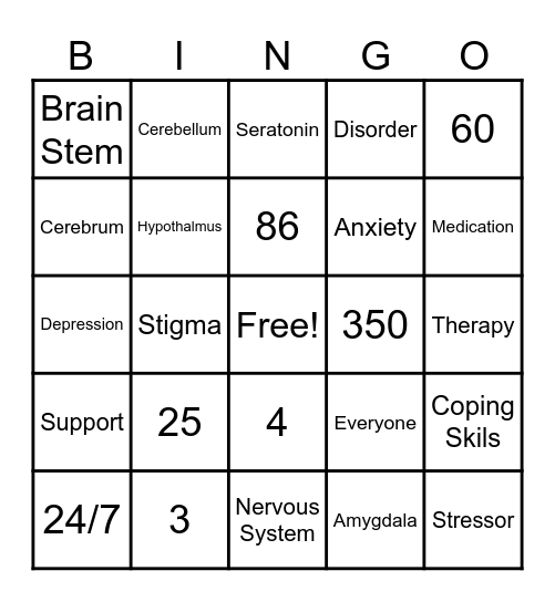 Mental Health Matters! Bingo Card