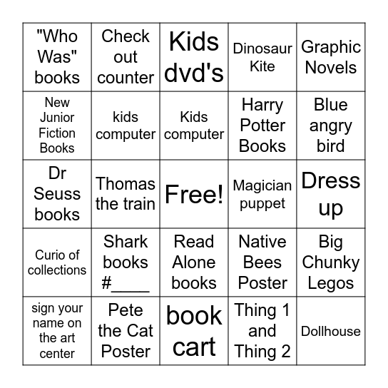 McCowan Library Scavenger Hunt Bingo Card