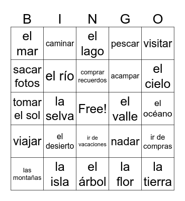La geografía y la naturaleza Bingo Card