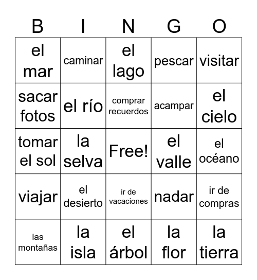 La geografía y la naturaleza Bingo Card