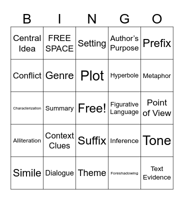 ELA BINGO Card