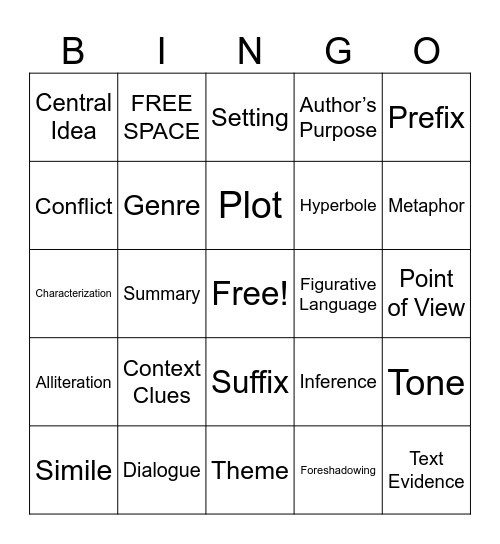 ELA BINGO Card