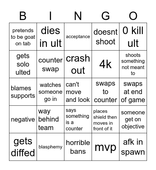 alastair Bingo Card