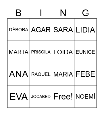MUJERES BIBLIA Bingo Card
