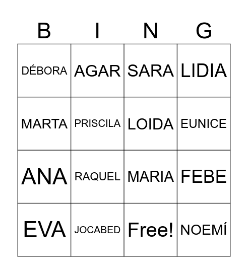 MUJERES BIBLIA Bingo Card