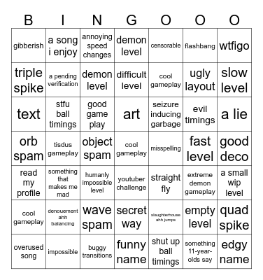 Bingooo Bingo Card