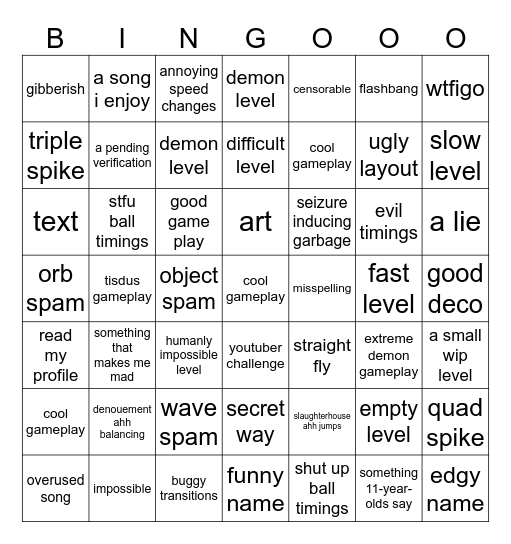 Bingooo Bingo Card