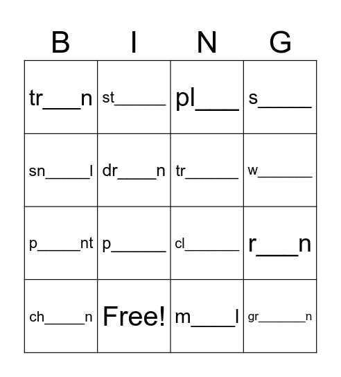 /ai/ vs /ay/ spelling Bingo Card