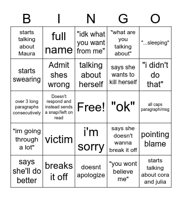 Layla response Bingo Card