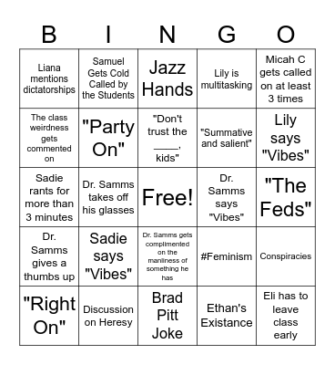 Omnibus IV Primary Section C Class Bingo Card