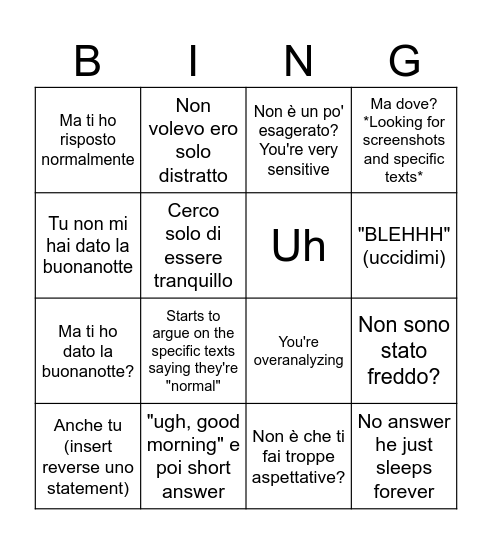 reply Bingo Card