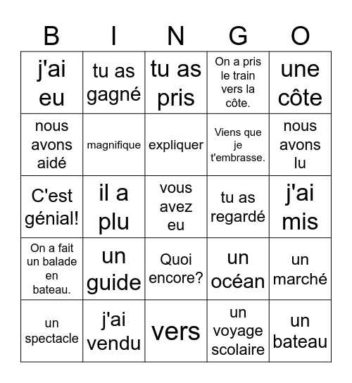 Contact 13 Bingo Card
