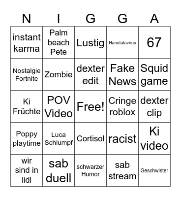 Tiktok Bingo Card