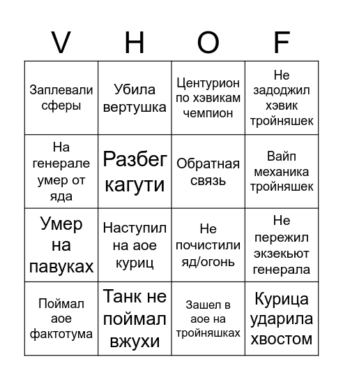 Залы роботов Bingo Card