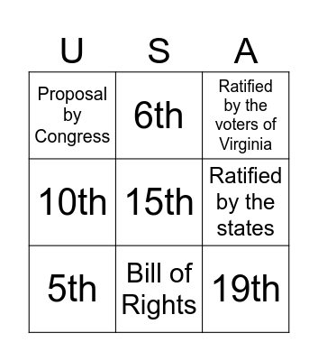 Amendment Bingo Card