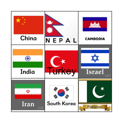 Flags of ASIA Bingo Card