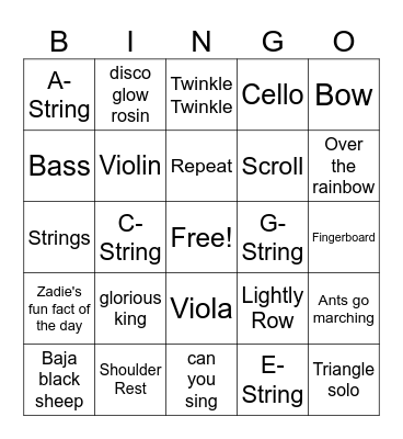 Scobee Strings Bingo Card