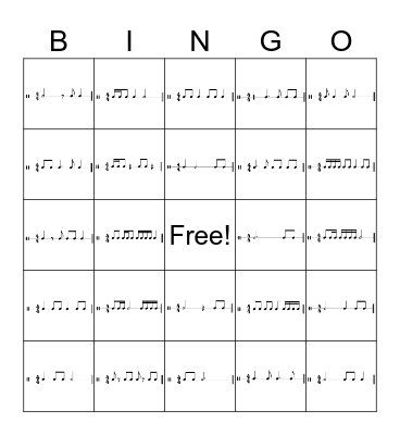 INTERMEDIATE RHYTHM Bingo Card