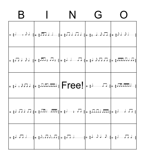 INTERMEDIATE RHYTHM Bingo Card
