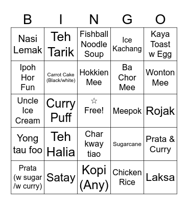 SG Eats 2026 Bingo Card