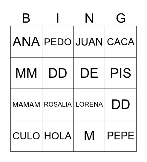 TXA'S BINGO Card