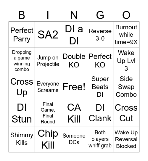 Parrasyte Pummel Bingo Card