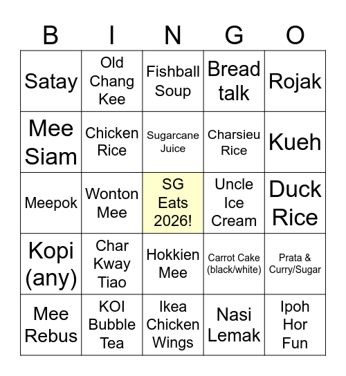 SG Eats 2026 Bingo Card