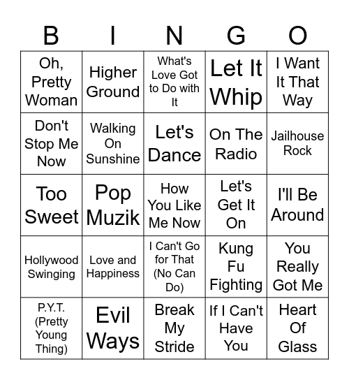 Game 2 - Smooth Operators & Crazy Trains Bingo Card